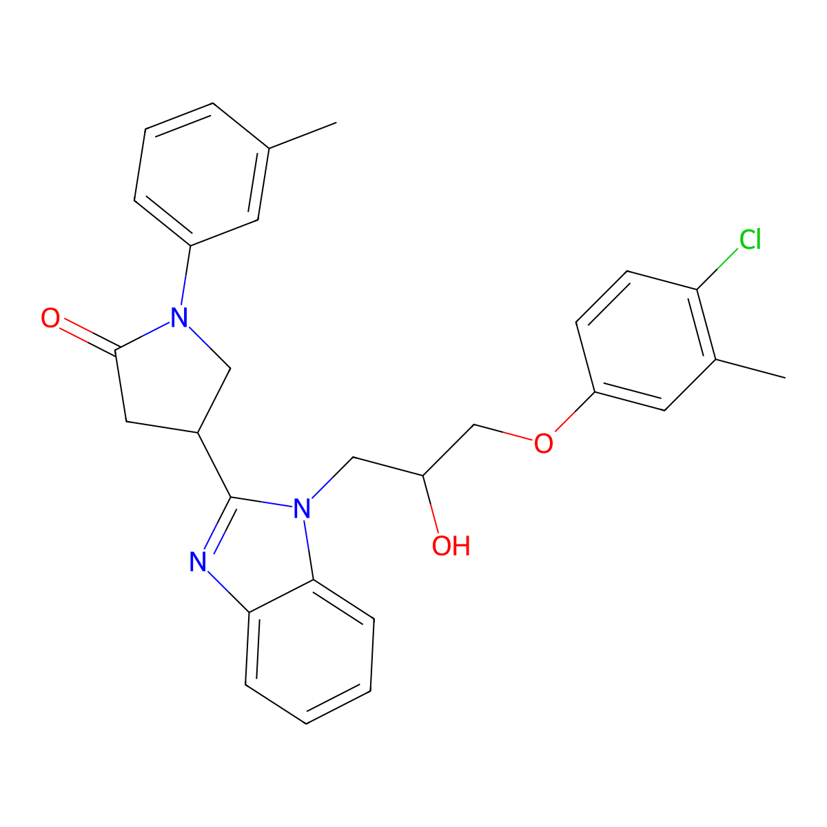 4-{1-[3-(4-chloro-3-methylphenoxy)-2-hydroxypropyl]-1H-benzimidazol-2-yl}-1-(3-methylphenyl)pyrrolidin-2-one molecular structure, CAS 1112357-12-6