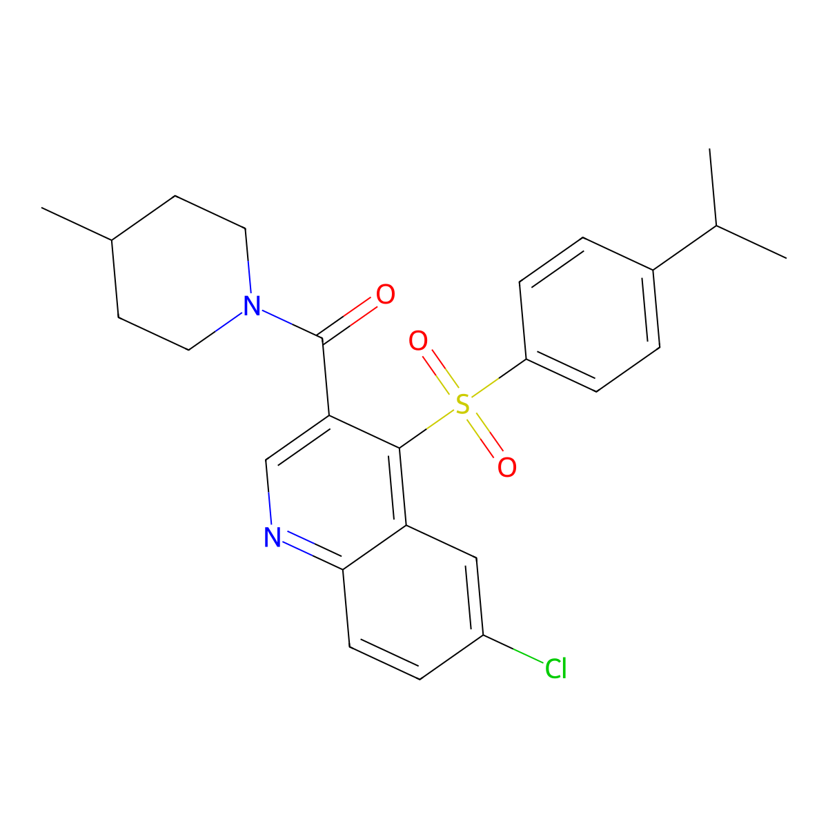 6-Chloro-4-[(4-isopropylphenyl)sulfonyl]-3-[(4-methylpiperidin-1-yl)carbonyl]quinoline molecular structure, CAS 1112363-90-2