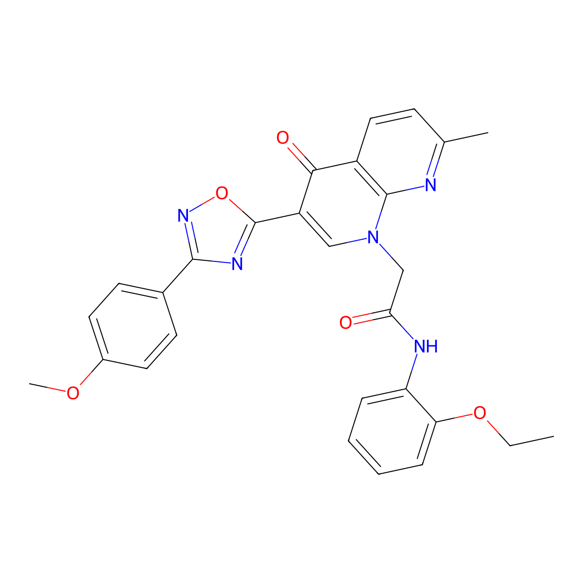 N-(2-ethoxyphenyl)-2-{3-[3-(4-methoxyphenyl)-1,2,4-oxadiazol-5-yl]-7-methyl-4-oxo-1,4-dihydro-1,8-naphthyridin-1-yl}acetamide molecular structure, CAS 1112367-91-5
