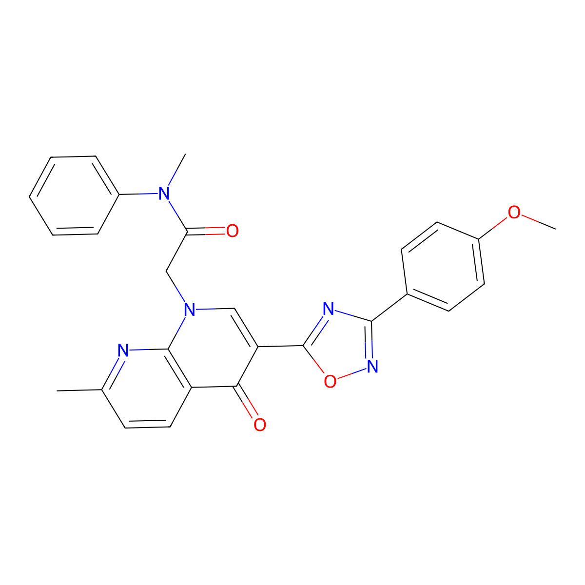 2-{3-[3-(4-methoxyphenyl)-1,2,4-oxadiazol-5-yl]-7-methyl-4-oxo-1,4-dihydro-1,8-naphthyridin-1-yl}-N-methyl-N-phenylacetamide molecular structure, CAS 1112367-93-7