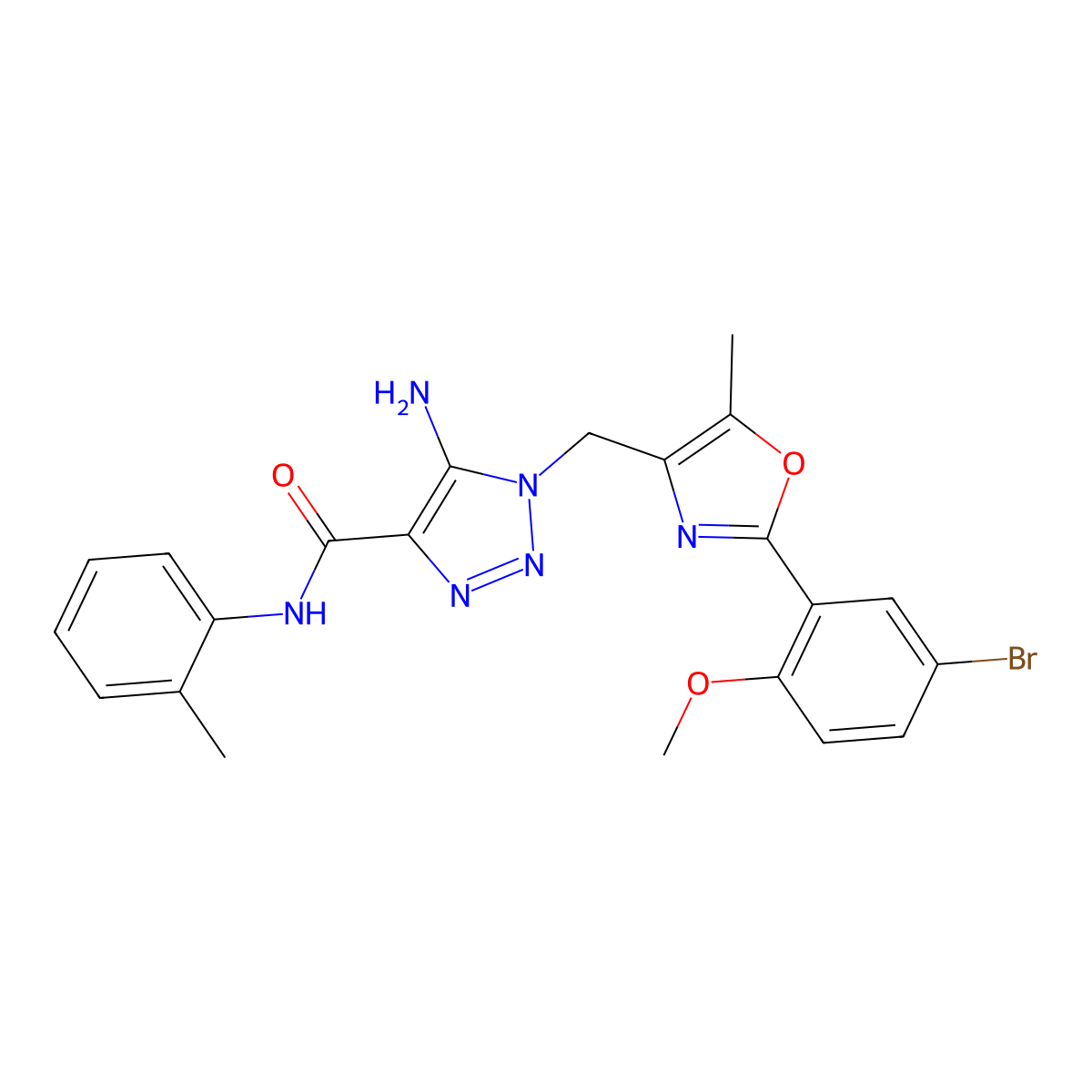 5-amino-1-{[2-(5-bromo-2-methoxyphenyl)-5-methyl-1,3-oxazol-4-yl]methyl}-N-(2-methylphenyl)-1H-1,2,3-triazole-4-carboxamide molecular structure, CAS 1112371-03-5