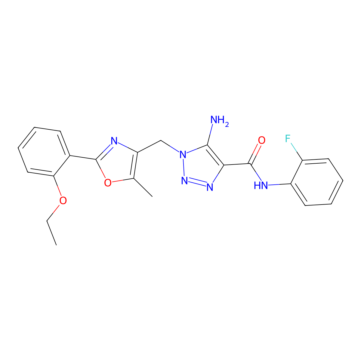 5-amino-1-{[2-(2-ethoxyphenyl)-5-methyl-1,3-oxazol-4-yl]methyl}-N-(2-fluorophenyl)-1H-1,2,3-triazole-4-carboxamide molecular structure, CAS 1112371-09-1