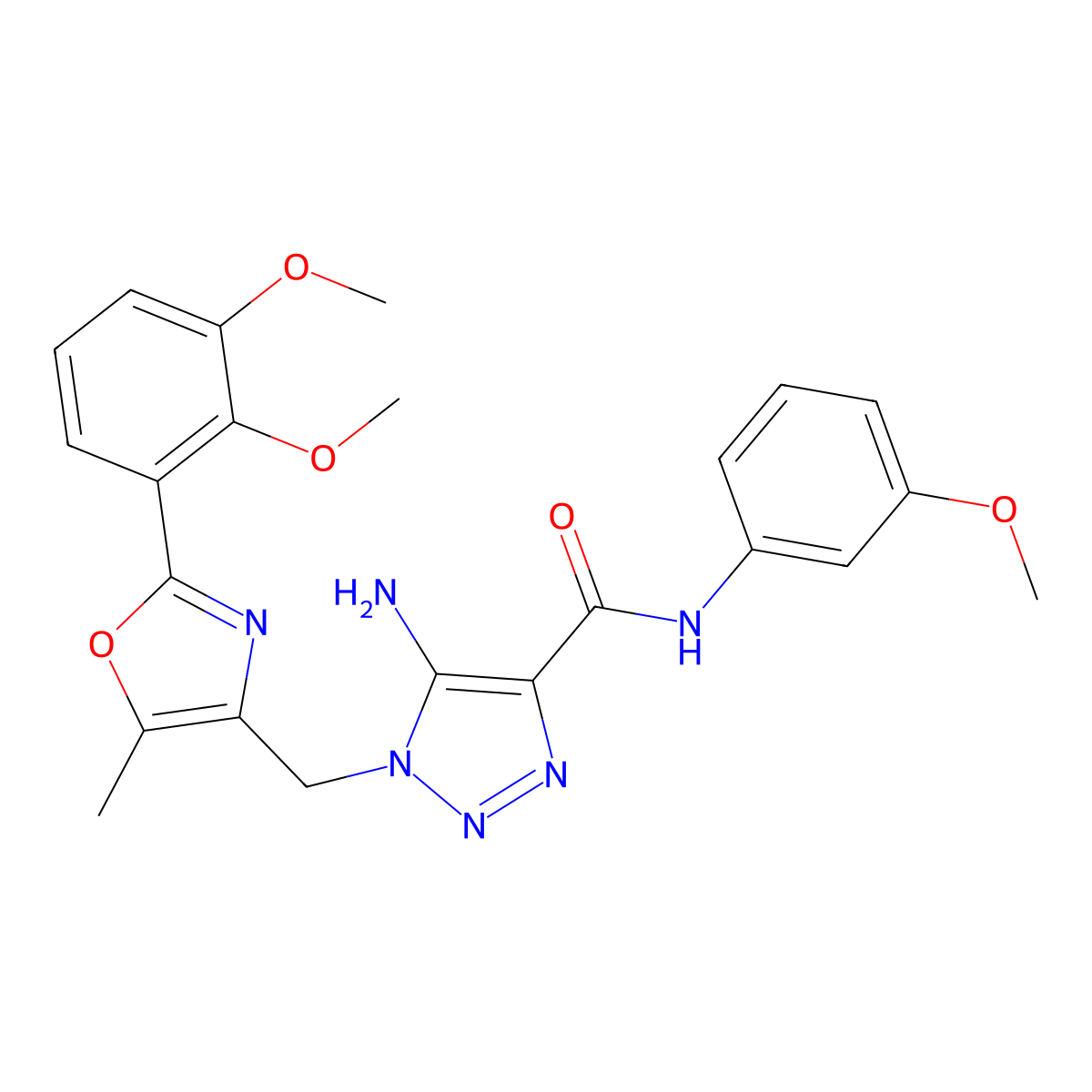 5-amino-1-{[2-(2,3-dimethoxyphenyl)-5-methyl-1,3-oxazol-4-yl]methyl}-N-(3-methoxyphenyl)-1H-1,2,3-triazole-4-carboxamide molecular structure, CAS 1112371-19-3