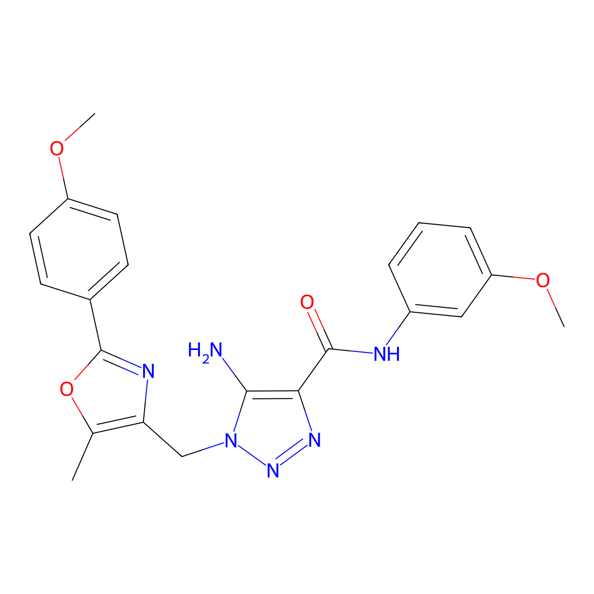 5-amino-N-(3-methoxyphenyl)-1-{[2-(4-methoxyphenyl)-5-methyl-1,3-oxazol-4-yl]methyl}-1H-1,2,3-triazole-4-carboxamide molecular structure, CAS 1112371-20-6