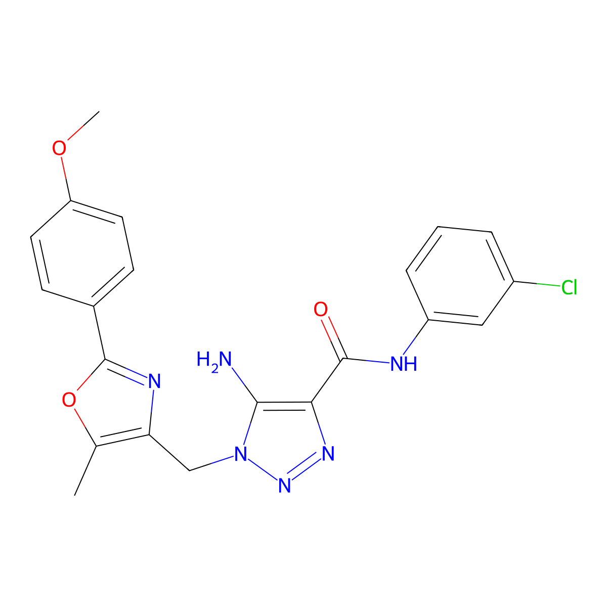 5-amino-N-(3-chlorophenyl)-1-{[2-(4-methoxyphenyl)-5-methyl-1,3-oxazol-4-yl]methyl}-1H-1,2,3-triazole-4-carboxamide molecular structure, CAS 1112371-22-8