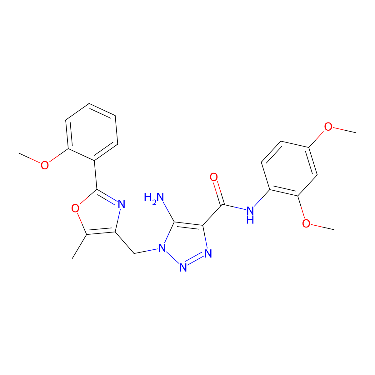 5-amino-N-(2,4-dimethoxyphenyl)-1-{[2-(2-methoxyphenyl)-5-methyl-1,3-oxazol-4-yl]methyl}-1H-1,2,3-triazole-4-carboxamide molecular structure, CAS 1112371-29-5