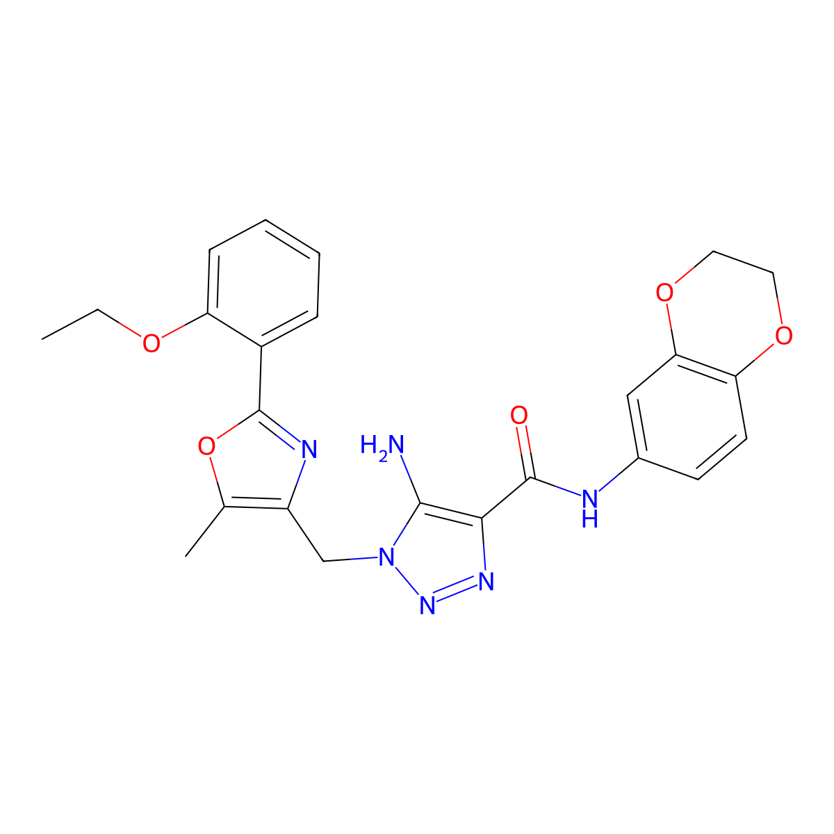 5-amino-N-(2,3-dihydro-1,4-benzodioxin-6-yl)-1-{[2-(2-ethoxyphenyl)-5-methyl-1,3-oxazol-4-yl]methyl}-1H-1,2,3-triazole-4-carboxamide molecular structure, CAS 1112371-38-6