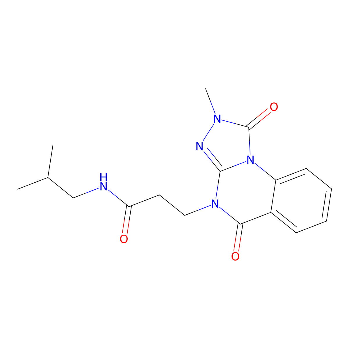 N-isobutyl-3-(2-methyl-1,5-dioxo-1,2-dihydro-[1,2,4]triazolo[4,3-a]quinazolin-4(5H)-yl)propanamide molecular structure, CAS 1112371-55-7
