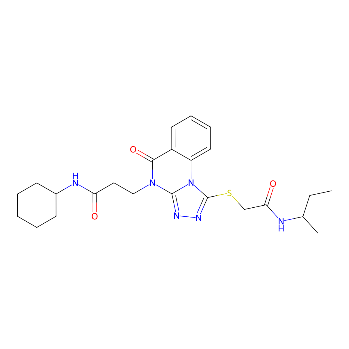 3-[1-{[2-(sec-butylamino)-2-oxoethyl]thio}-5-oxo[1,2,4]triazolo[4,3-a]quinazolin-4(5H)-yl]-N-cyclohexylpropanamide molecular structure, CAS 1112371-67-1