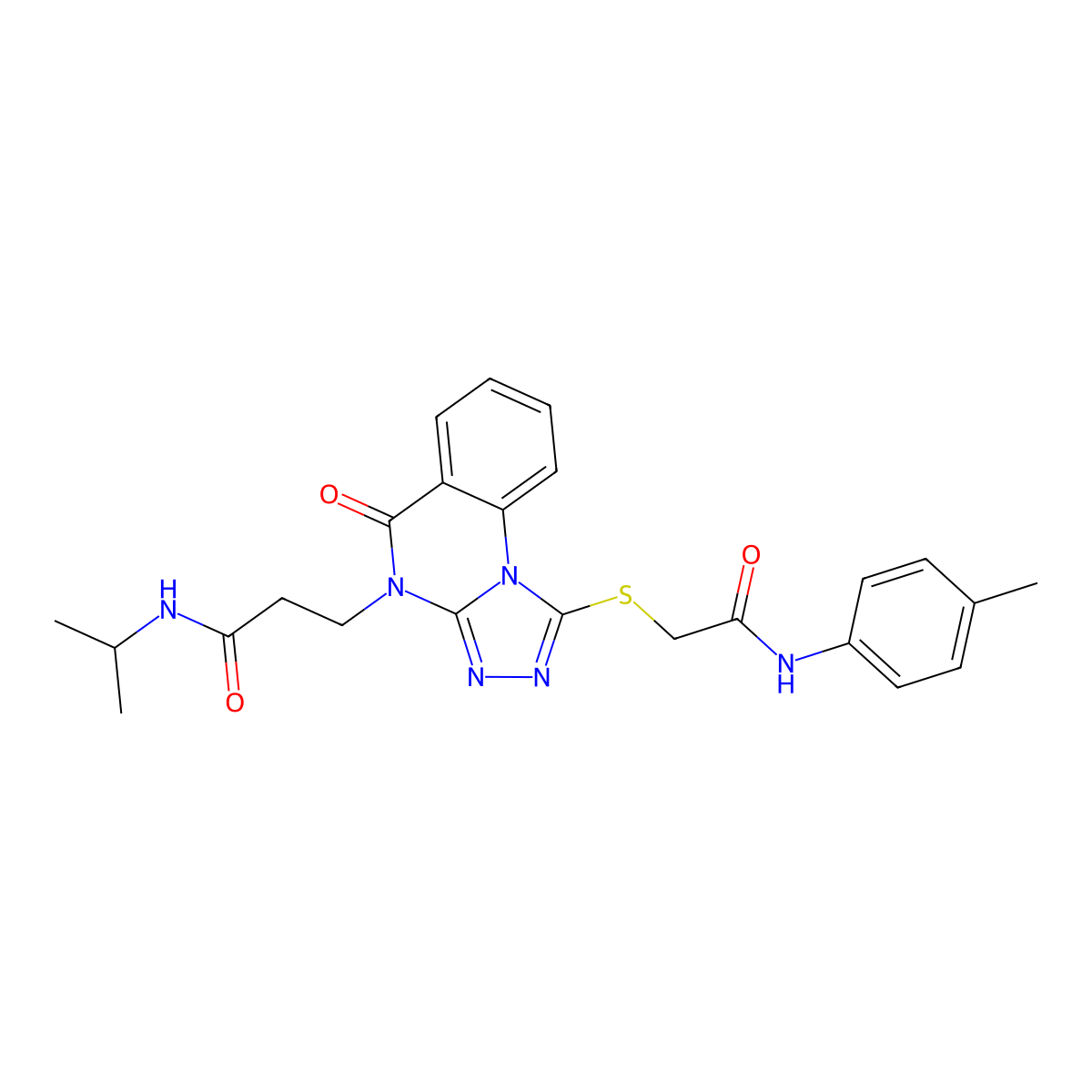 3-[1-({[(4-methylphenyl)carbamoyl]methyl}sulfanyl)-5-oxo-4H,5H-[1,2,4]triazolo[4,3-a]quinazolin-4-yl]-N-(propan-2-yl)propanamide molecular structure, CAS 1112371-73-9