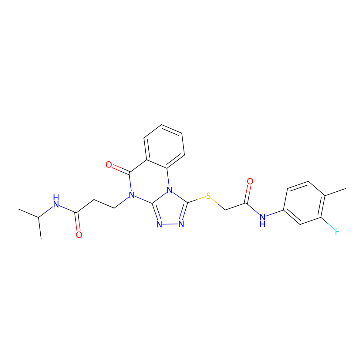 3-(1-((2-((3-fluoro-4-methylphenyl)amino)-2-oxoethyl)thio)-5-oxo-[1,2,4]triazolo[4,3-a]quinazolin-4(5H)-yl)-N-isopropylpropanamide molecular structure, CAS 1112371-78-4