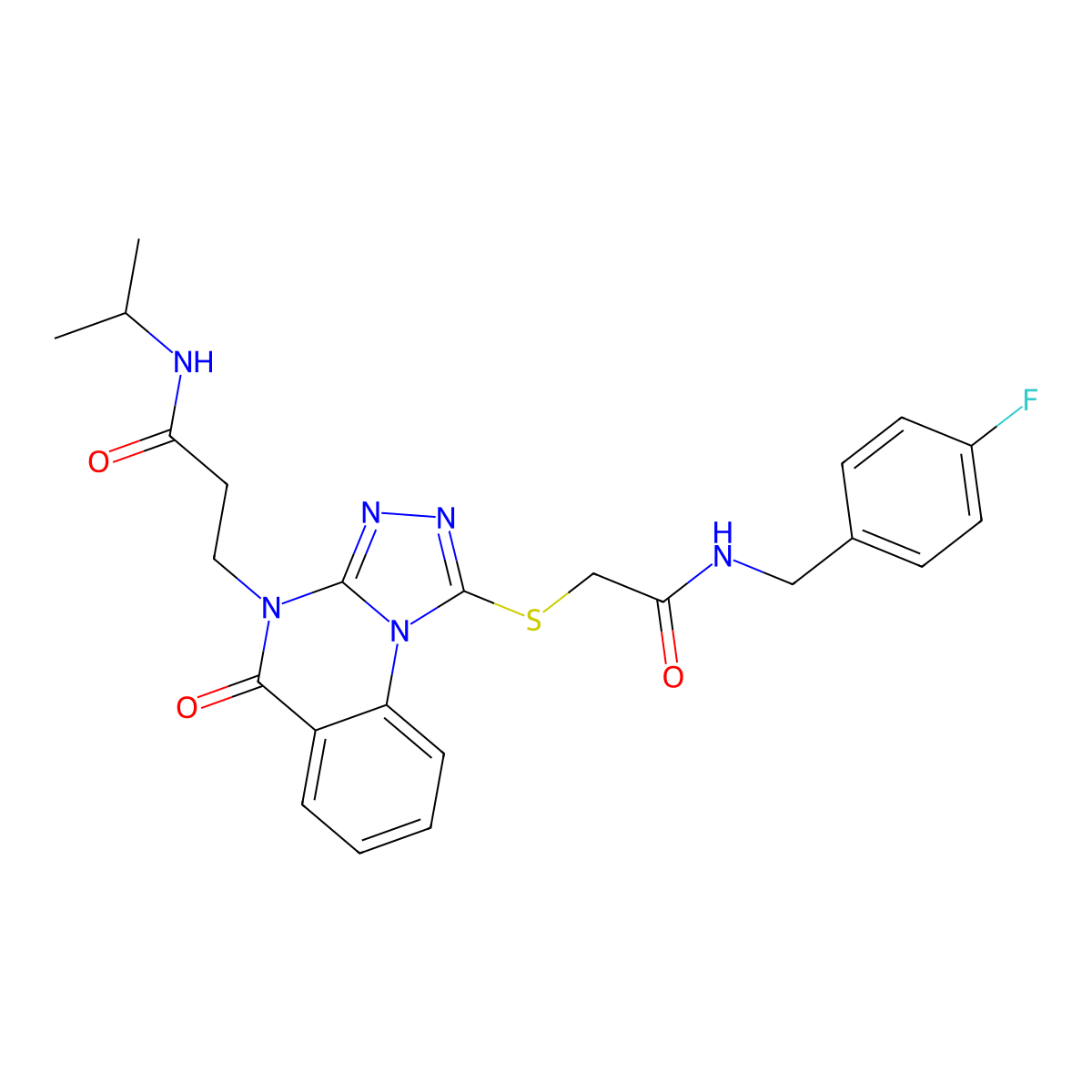 3-(1-((2-((4-fluorobenzyl)amino)-2-oxoethyl)thio)-5-oxo-[1,2,4]triazolo[4,3-a]quinazolin-4(5H)-yl)-N-isopropylpropanamide molecular structure, CAS 1112371-79-5
