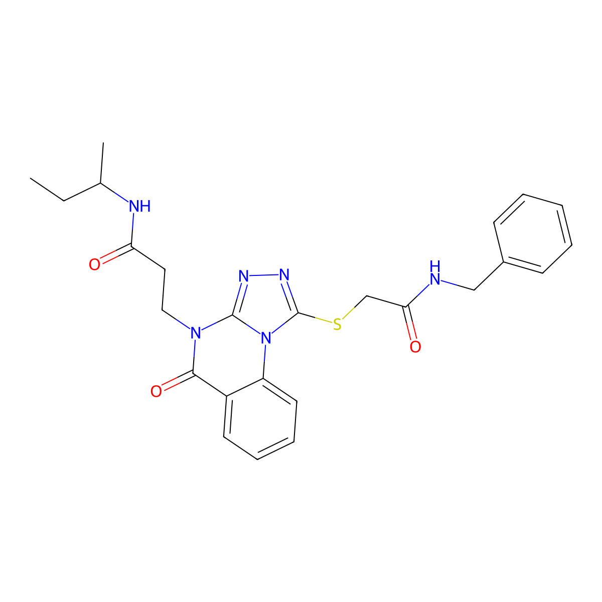 3-(1-((2-(benzylamino)-2-oxoethyl)thio)-5-oxo-[1,2,4]triazolo[4,3-a]quinazolin-4(5H)-yl)-N-(sec-butyl)propanamide molecular structure, CAS 1112371-82-0