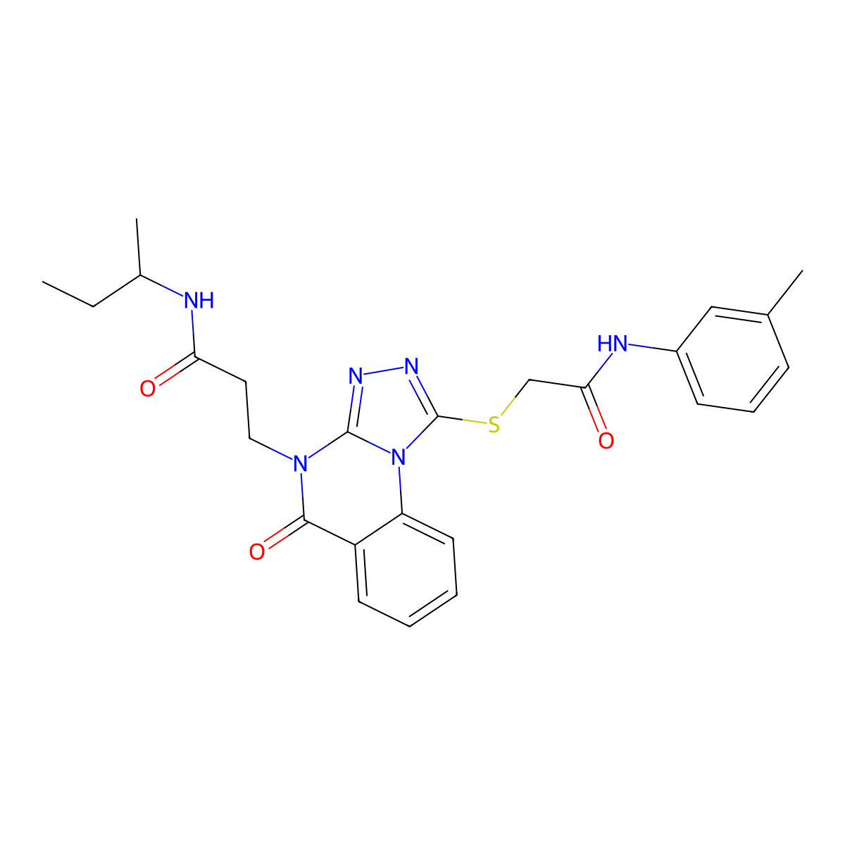 N-(butan-2-yl)-3-[1-({[(3-methylphenyl)carbamoyl]methyl}sulfanyl)-5-oxo-4H,5H-[1,2,4]triazolo[4,3-a]quinazolin-4-yl]propanamide molecular structure, CAS 1112371-84-2