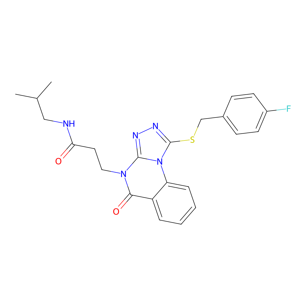 3-(1-((4-fluorobenzyl)thio)-5-oxo-[1,2,4]triazolo[4,3-a]quinazolin-4(5H)-yl)-N-isobutylpropanamide molecular structure, CAS 1112371-91-1