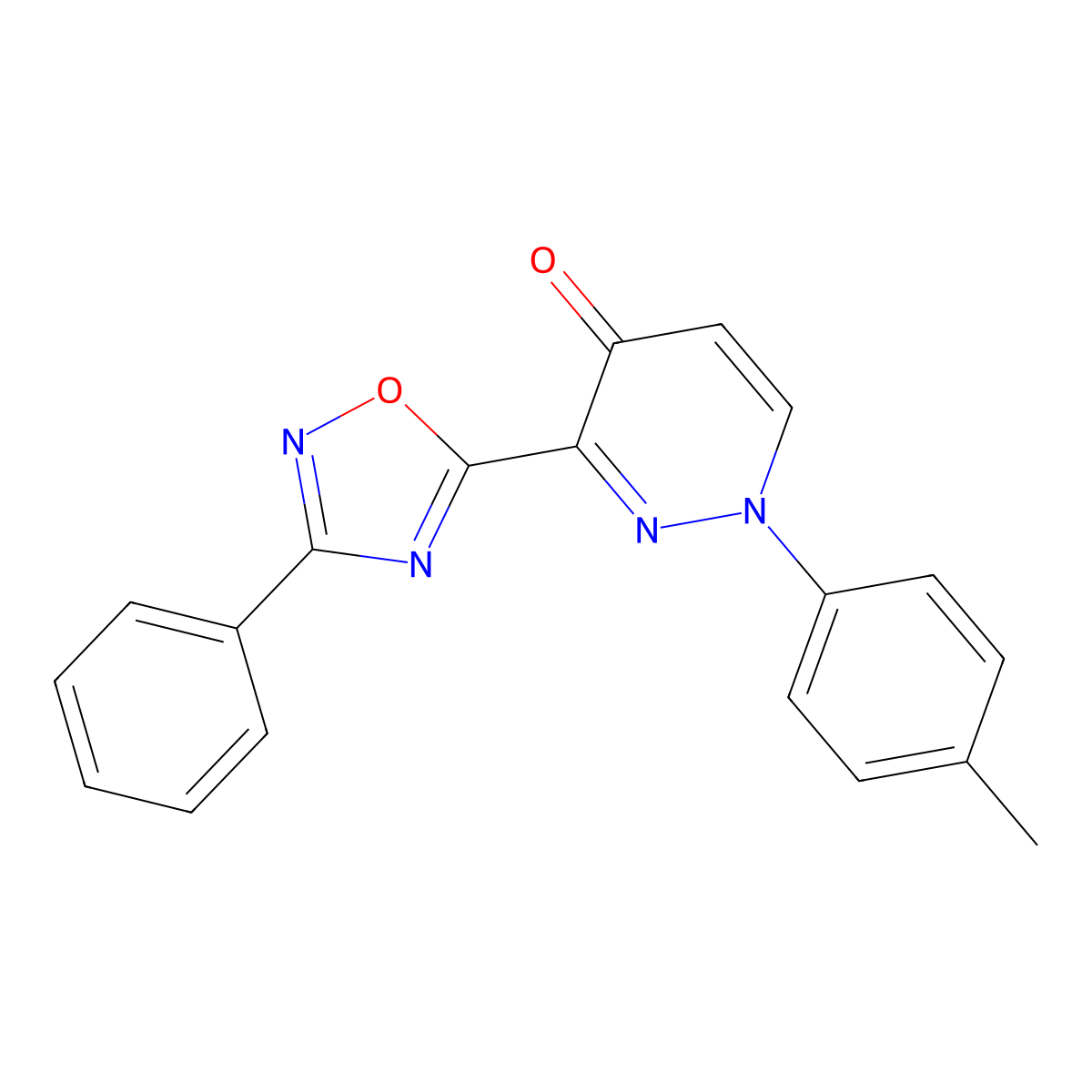 1-(4-methylphenyl)-3-(3-phenyl-1,2,4-oxadiazol-5-yl)pyridazin-4(1H)-one molecular structure, CAS 1112373-94-0