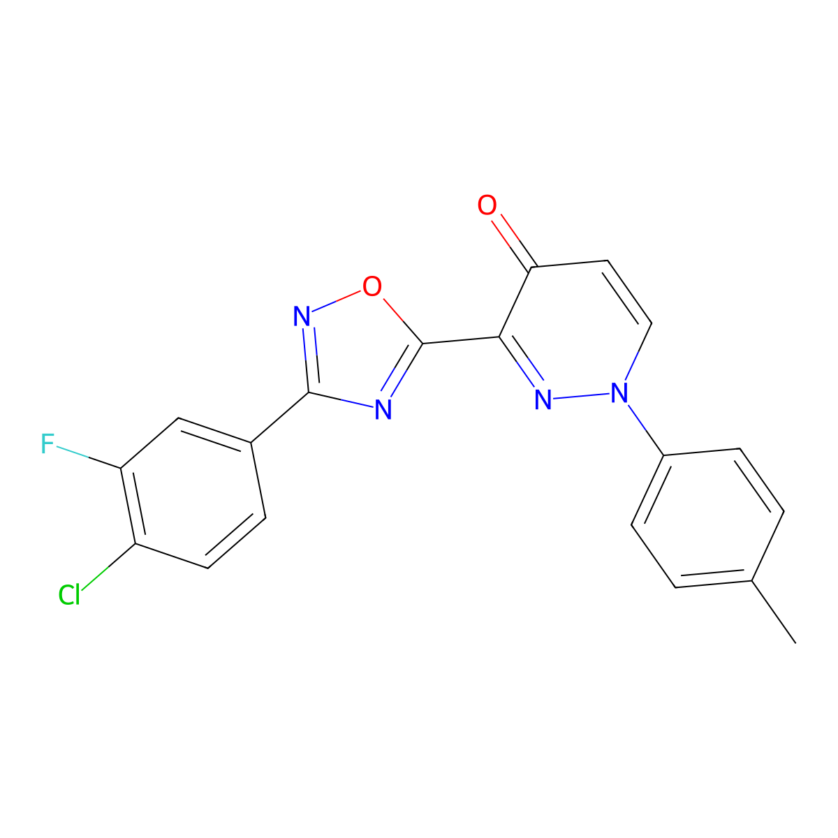 3-(3-(4-chloro-3-fluorophenyl)-1,2,4-oxadiazol-5-yl)-1-(p-tolyl)pyridazin-4(1H)-one molecular structure, CAS 1112374-00-1