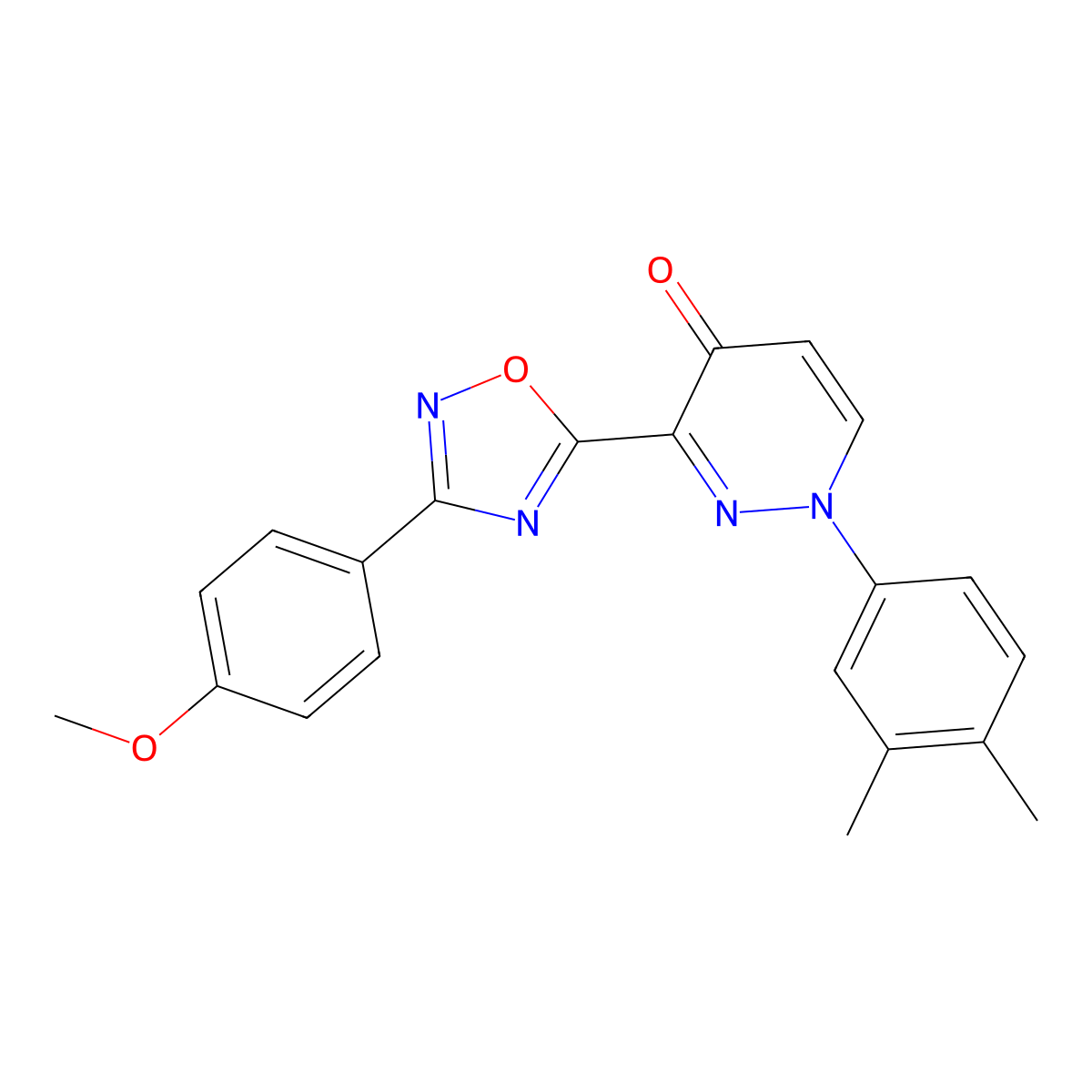1-(3,4-Dimethylphenyl)-3-[3-(4-methoxyphenyl)-1,2,4-oxadiazol-5-yl]-1,4-dihydropyridazin-4-one molecular structure, CAS 1112374-03-4