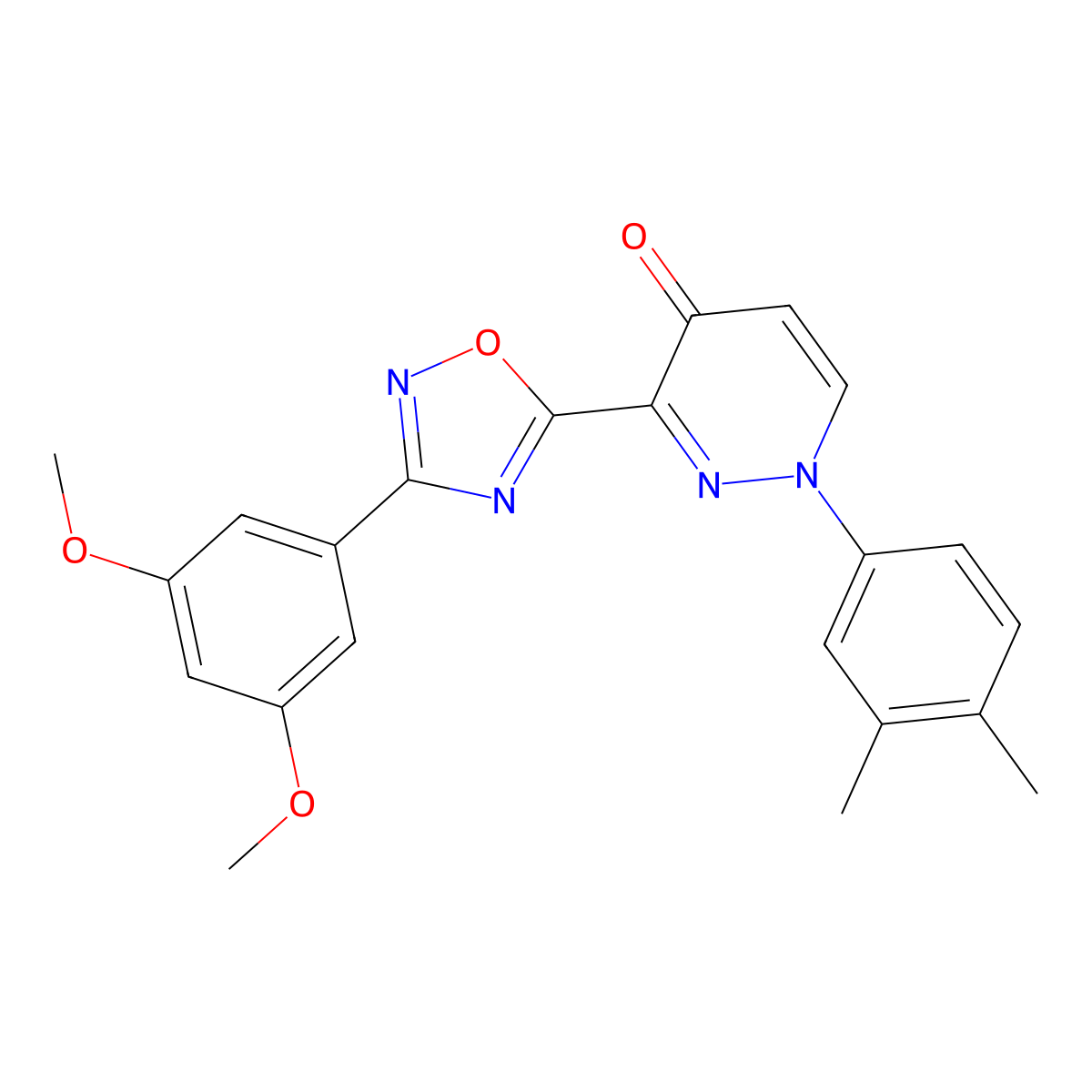 3-[3-(3,5-Dimethoxyphenyl)-1,2,4-oxadiazol-5-yl]-1-(3,4-dimethylphenyl)-1,4-dihydropyridazin-4-one molecular structure, CAS 1112374-04-5