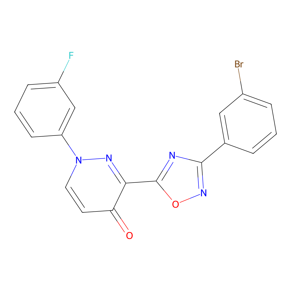 3-[3-(3-Bromophenyl)-1,2,4-oxadiazol-5-yl]-1-(3-fluorophenyl)-1,4-dihydropyridazin-4-one molecular structure, CAS 1112374-19-2
