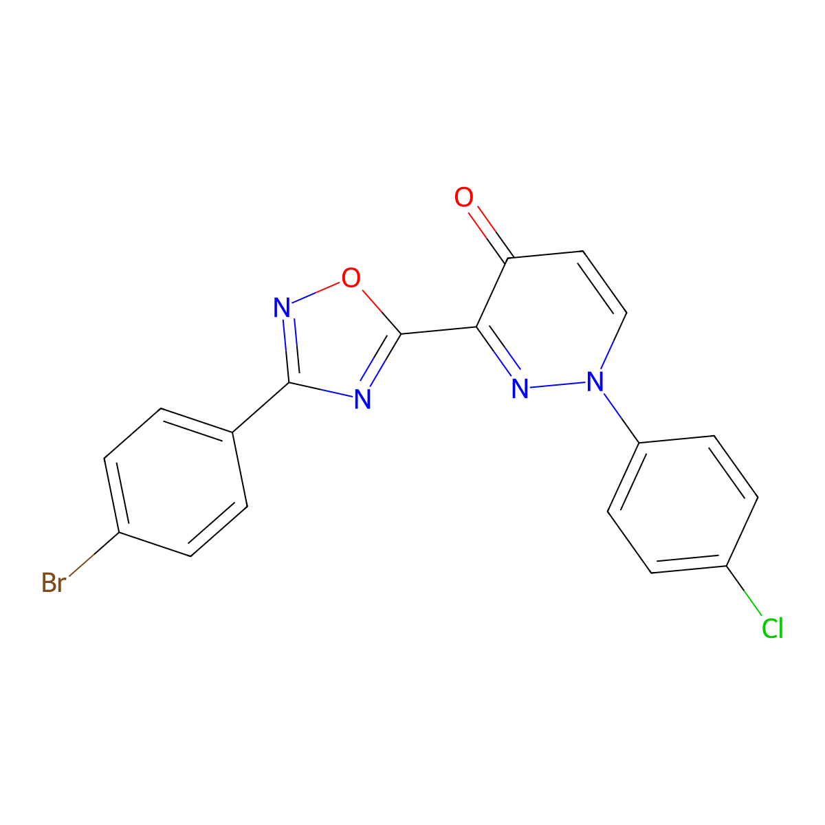 3-(3-(4-bromophenyl)-1,2,4-oxadiazol-5-yl)-1-(4-chlorophenyl)pyridazin-4(1H)-one molecular structure, CAS 1112374-34-1
