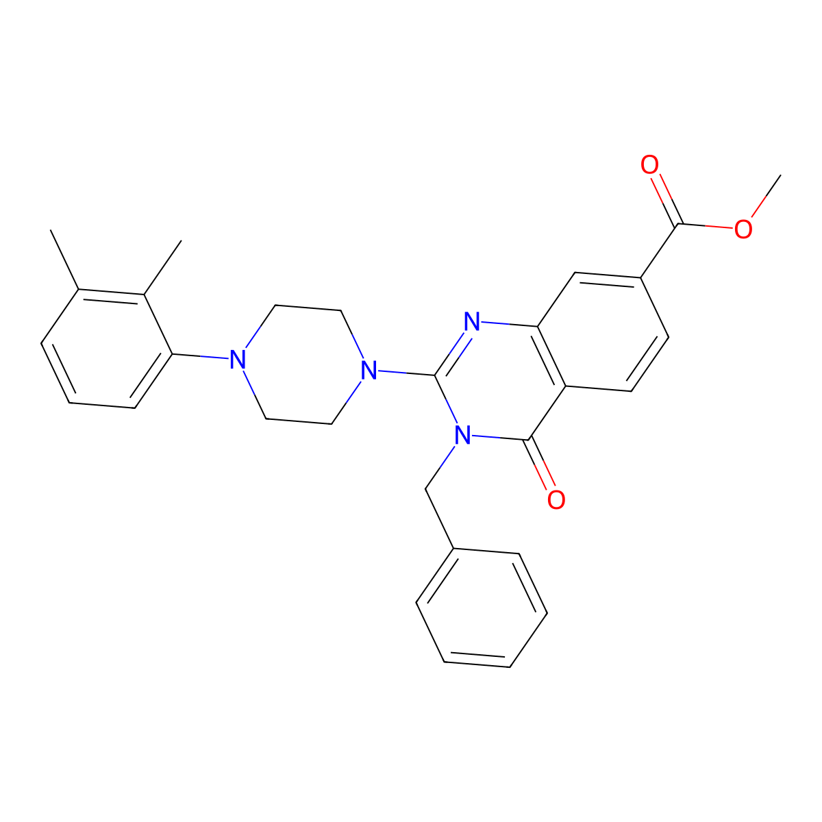 Methyl 3-benzyl-2-[4-(2,3-dimethylphenyl)piperazin-1-yl]-4-oxo-3,4-dihydroquinazoline-7-carboxylate molecular structure, CAS 1112374-76-1