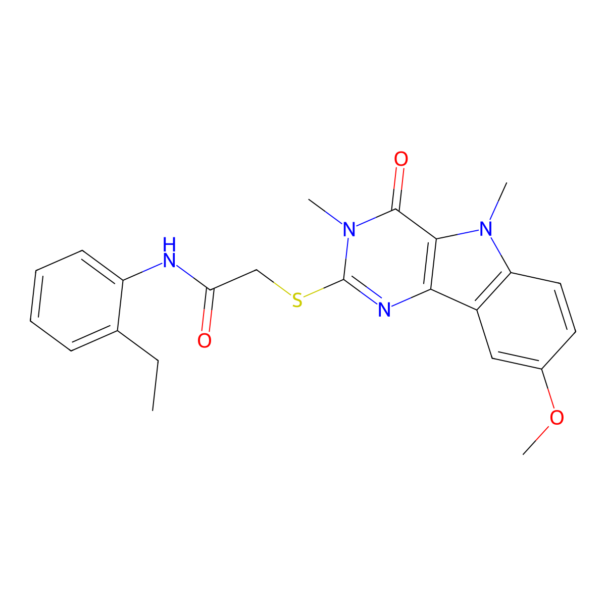 N-(2-ethylphenyl)-2-({8-methoxy-3,5-dimethyl-4-oxo-3H,4H,5H-pyrimido[5,4-b]indol-2-yl}sulfanyl)acetamide molecular structure, CAS 1112374-96-5