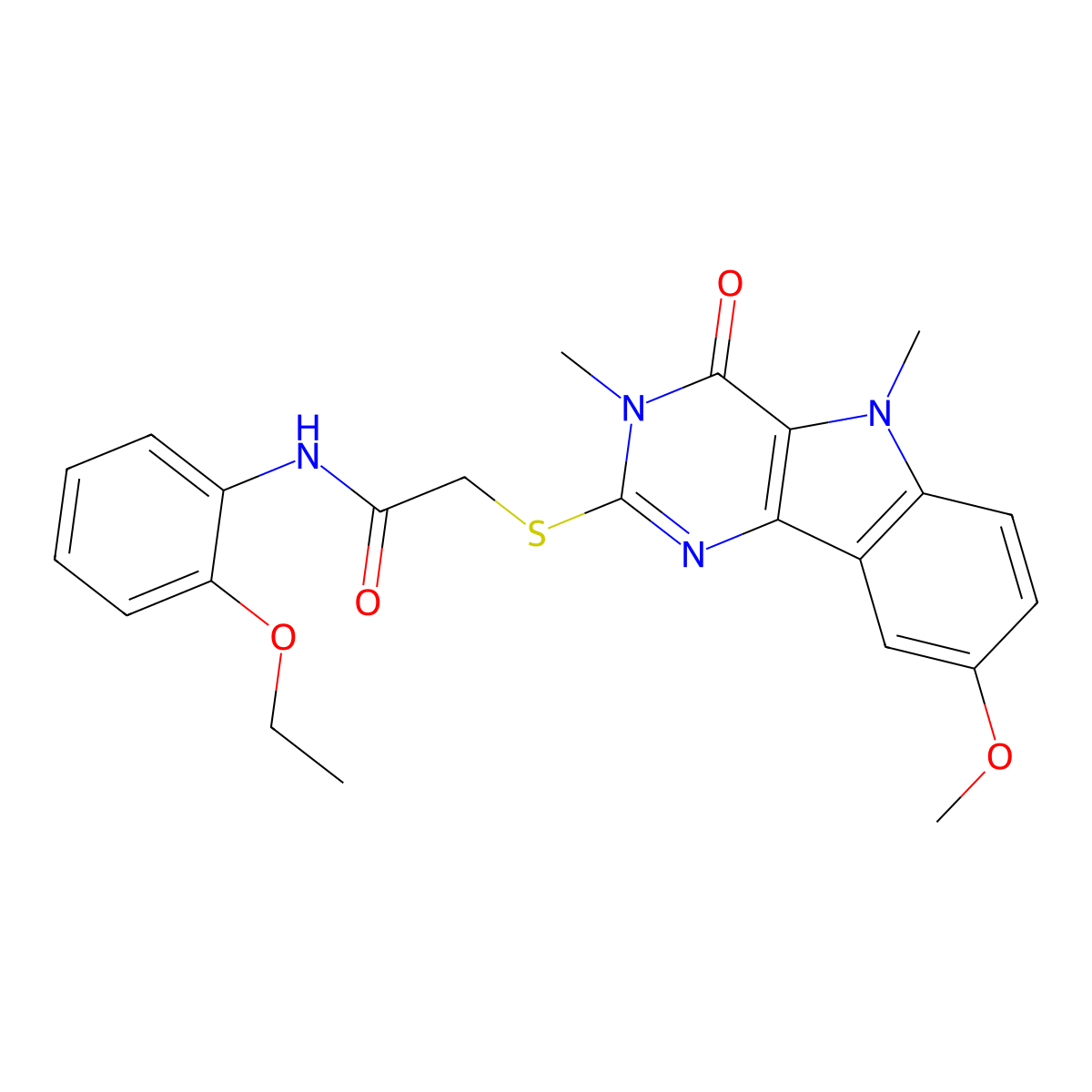 N-(2-ethoxyphenyl)-2-({8-methoxy-3,5-dimethyl-4-oxo-3H,4H,5H-pyrimido[5,4-b]indol-2-yl}sulfanyl)acetamide molecular structure, CAS 1112374-98-7