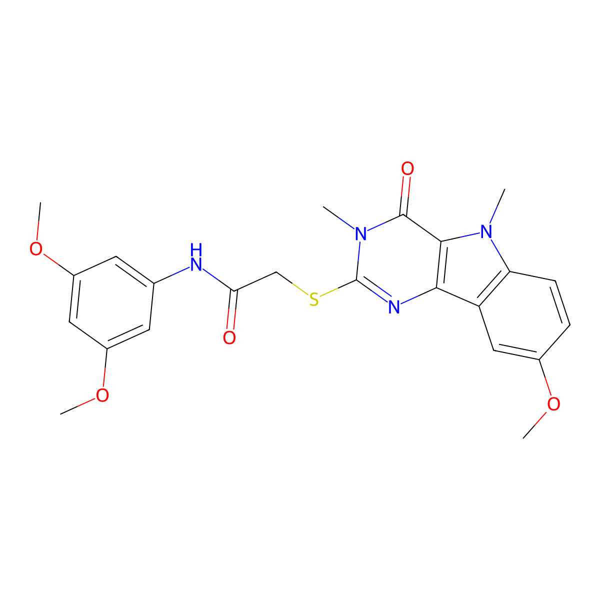 N-(3,5-dimethoxyphenyl)-2-({8-methoxy-3,5-dimethyl-4-oxo-3H,4H,5H-pyrimido[5,4-b]indol-2-yl}sulfanyl)acetamide molecular structure, CAS 1112375-01-5