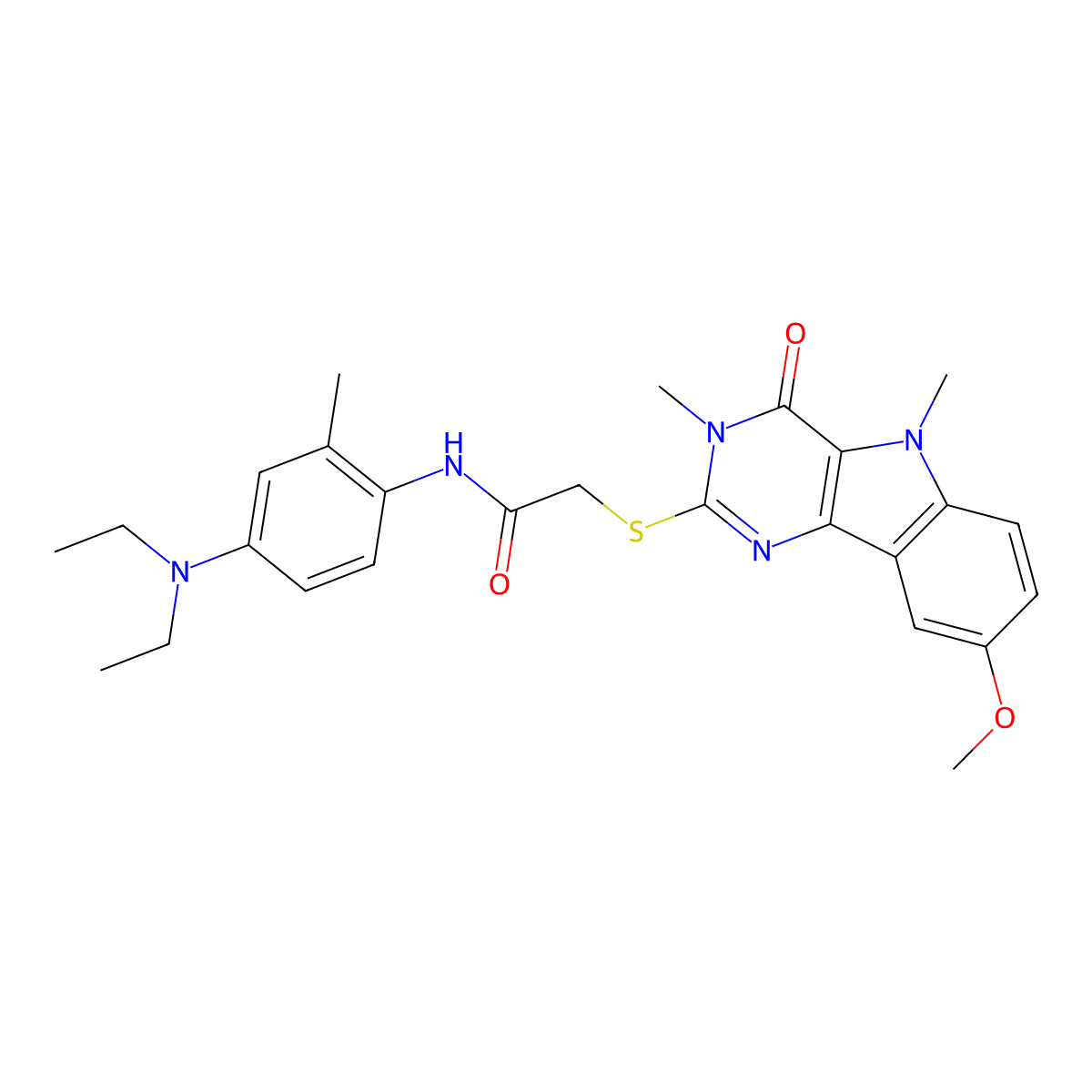 N-[4-(diethylamino)-2-methylphenyl]-2-({8-methoxy-3,5-dimethyl-4-oxo-3H,4H,5H-pyrimido[5,4-b]indol-2-yl}sulfanyl)acetamide molecular structure, CAS 1112375-07-1