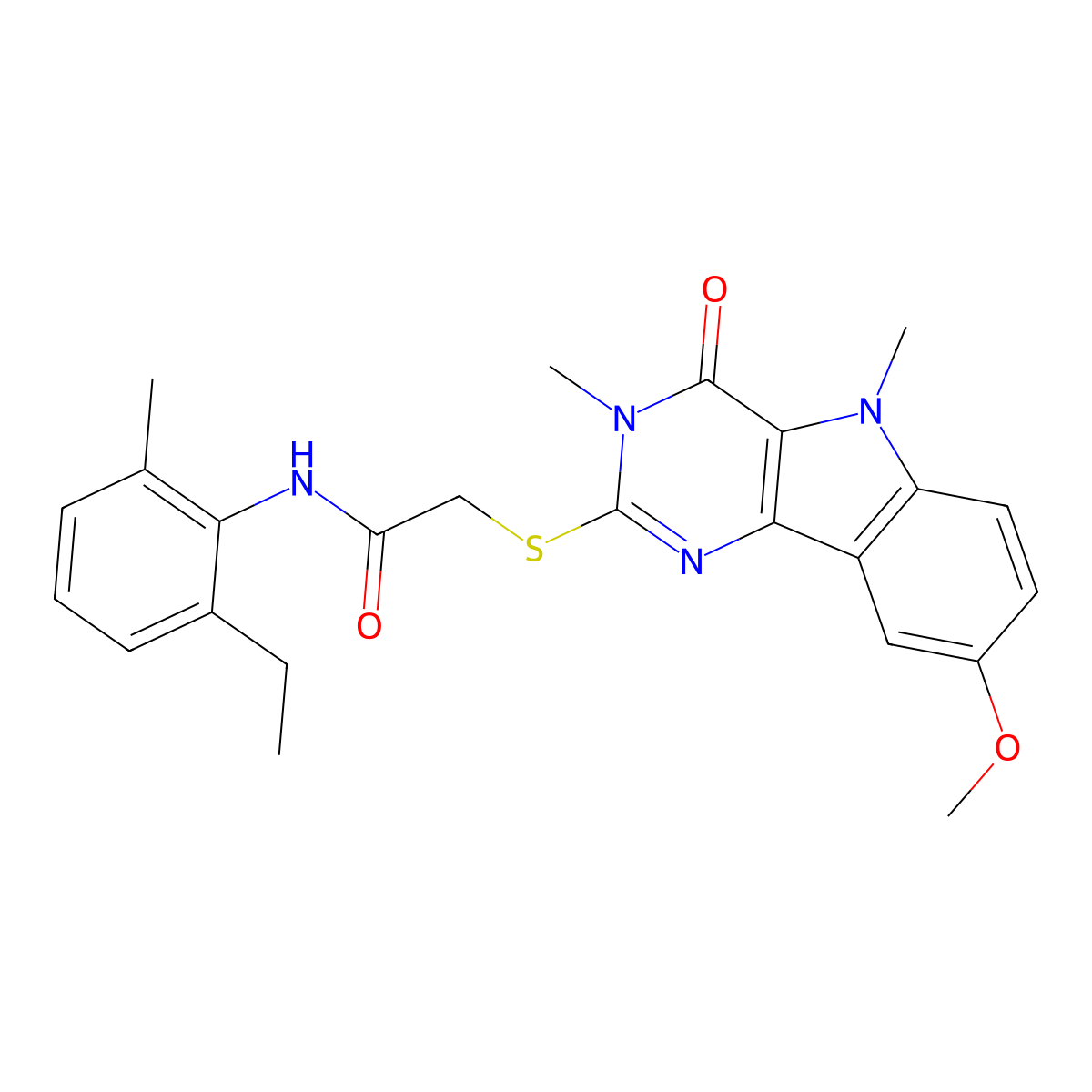 N-(2-ethyl-6-methylphenyl)-2-({8-methoxy-3,5-dimethyl-4-oxo-3H,4H,5H-pyrimido[5,4-b]indol-2-yl}sulfanyl)acetamide molecular structure, CAS 1112375-12-8