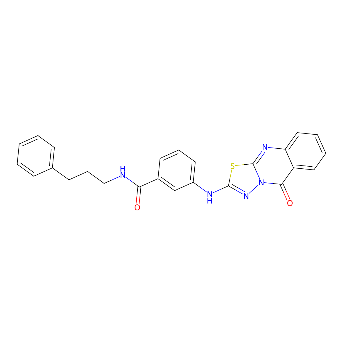 3-({5-oxo-5H-[1,3,4]thiadiazolo[2,3-b]quinazolin-2-yl}amino)-N-(3-phenylpropyl)benzamide molecular structure, CAS 1112383-64-8