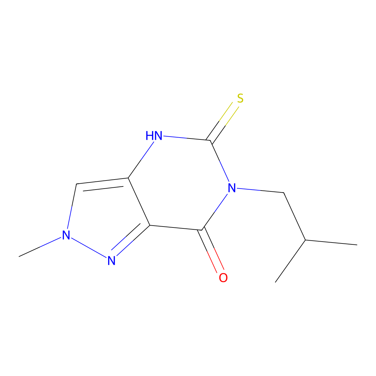 2-methyl-6-(2-methylpropyl)-5-thioxo-2,4,5,6-tetrahydro-7H-pyrazolo[4,3-d]pyrimidin-7-one molecular structure, CAS 1112384-03-8