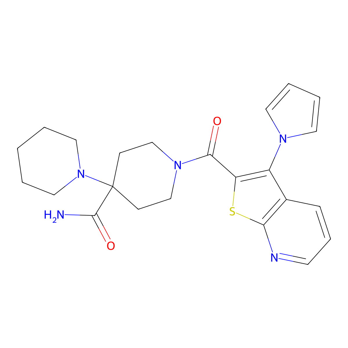 1'-(3-(1H-pyrrol-1-yl)thieno[2,3-b]pyridine-2-carbonyl)-[1,4'-bipiperidine]-4'-carboxamide molecular structure, CAS 1112385-33-7