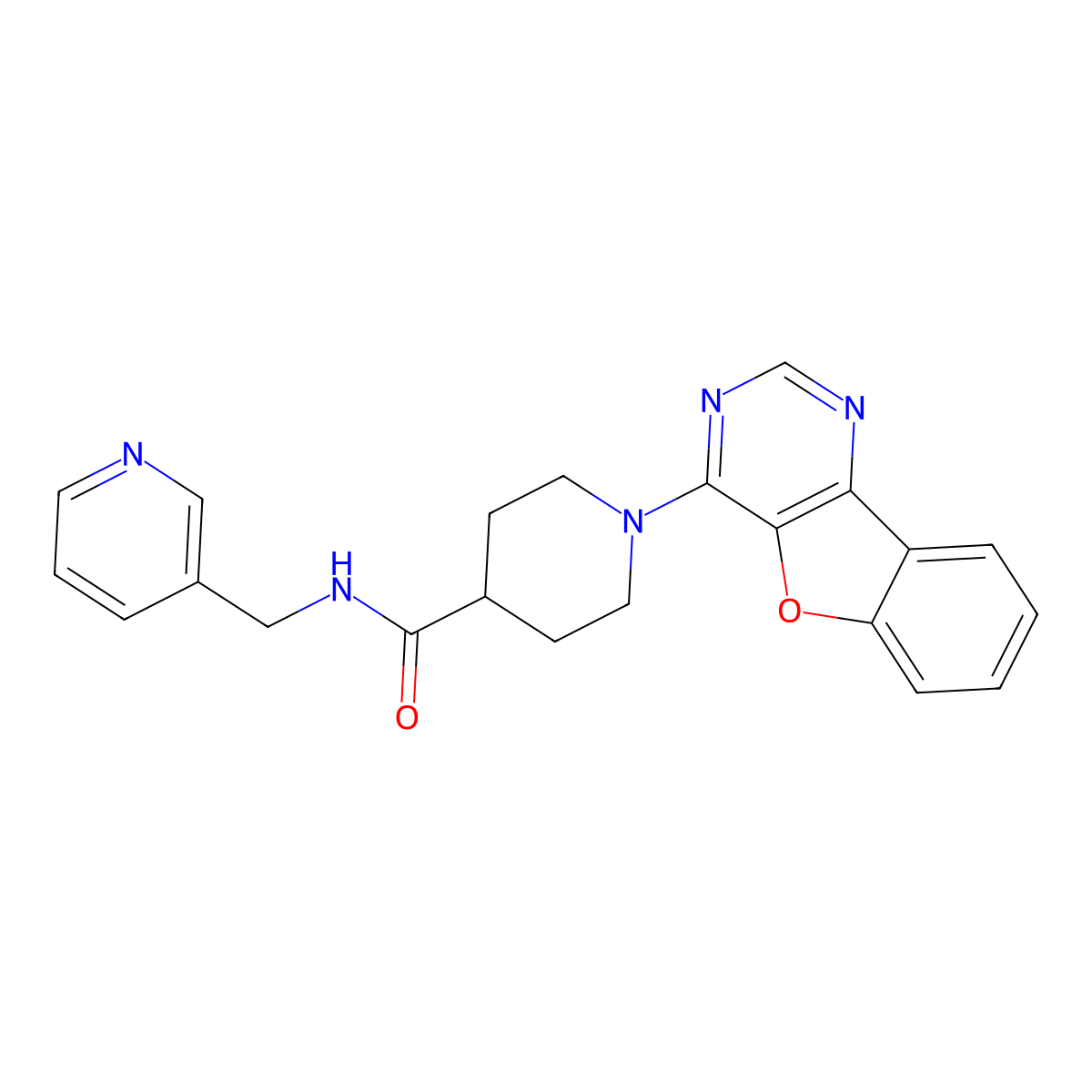 1-([1]benzofuro[3,2-d]pyrimidin-4-yl)-N-(pyridin-3-ylmethyl)piperidine-4-carboxamide molecular structure, CAS 1112392-76-3