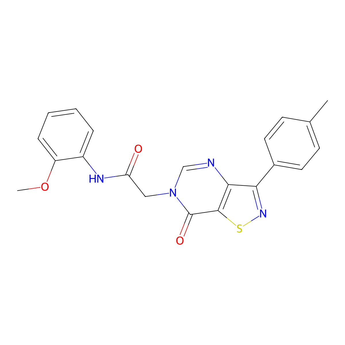 N-(2-methoxyphenyl)-2-[3-(4-methylphenyl)-7-oxo-6H,7H-[1,2]thiazolo[4,5-d]pyrimidin-6-yl]acetamide molecular structure, CAS 1112395-65-9