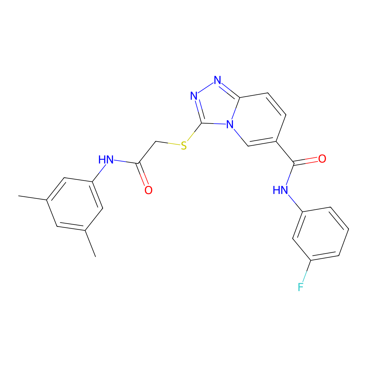 3-({[(3,5-dimethylphenyl)carbamoyl]methyl}sulfanyl)-N-(3-fluorophenyl)-[1,2,4]triazolo[4,3-a]pyridine-6-carboxamide molecular structure, CAS 1112398-51-2