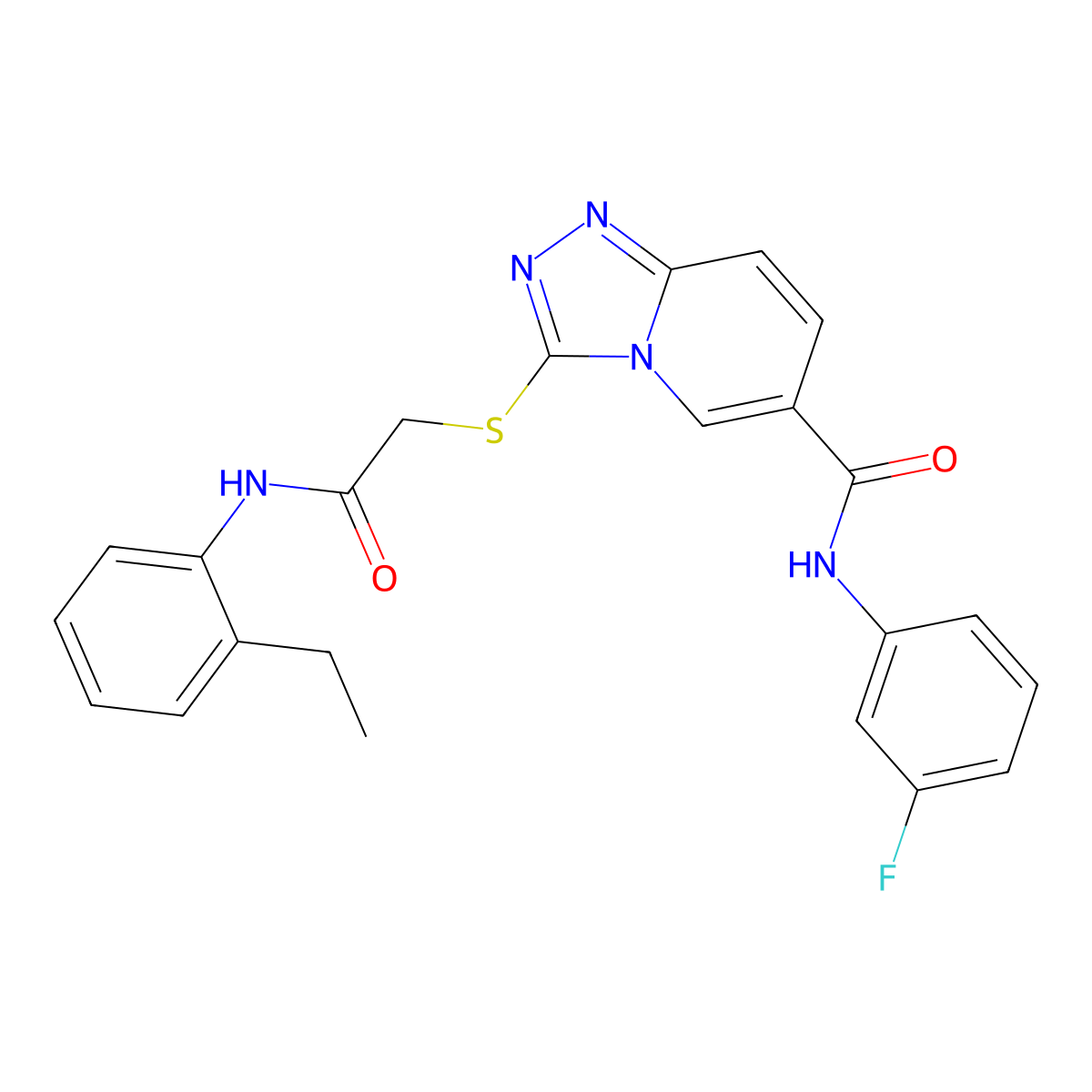 3-({[(2-ethylphenyl)carbamoyl]methyl}sulfanyl)-N-(3-fluorophenyl)-[1,2,4]triazolo[4,3-a]pyridine-6-carboxamide molecular structure, CAS 1112398-53-4