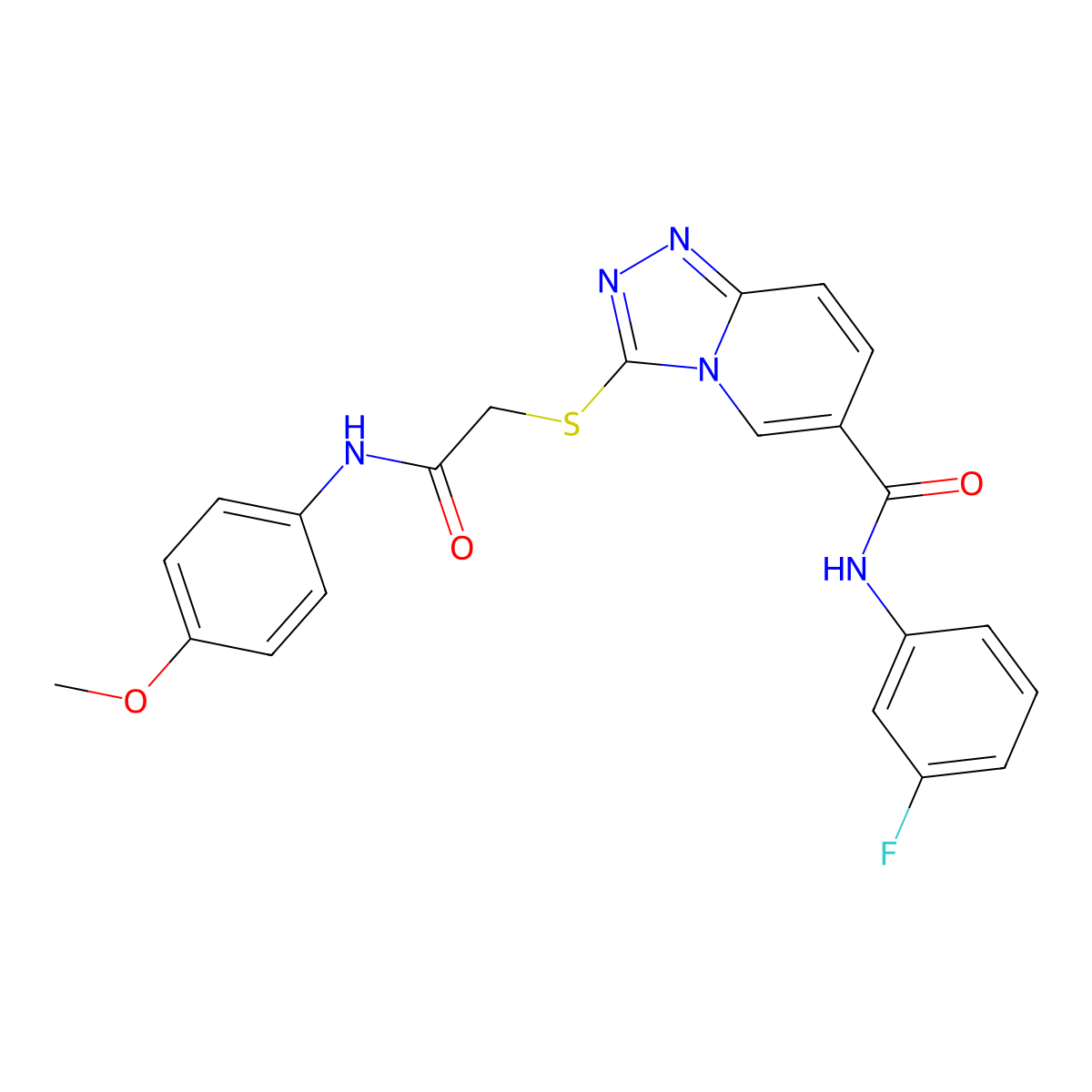 N-(3-fluorophenyl)-3-({[(4-methoxyphenyl)carbamoyl]methyl}sulfanyl)-[1,2,4]triazolo[4,3-a]pyridine-6-carboxamide molecular structure, CAS 1112398-58-9