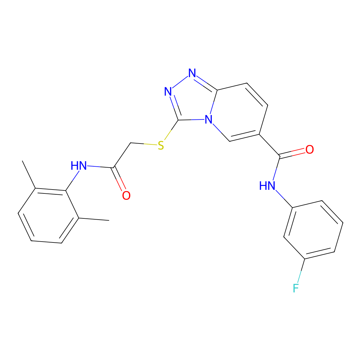 3-({[(2,6-dimethylphenyl)carbamoyl]methyl}sulfanyl)-N-(3-fluorophenyl)-[1,2,4]triazolo[4,3-a]pyridine-6-carboxamide molecular structure, CAS 1112398-60-3