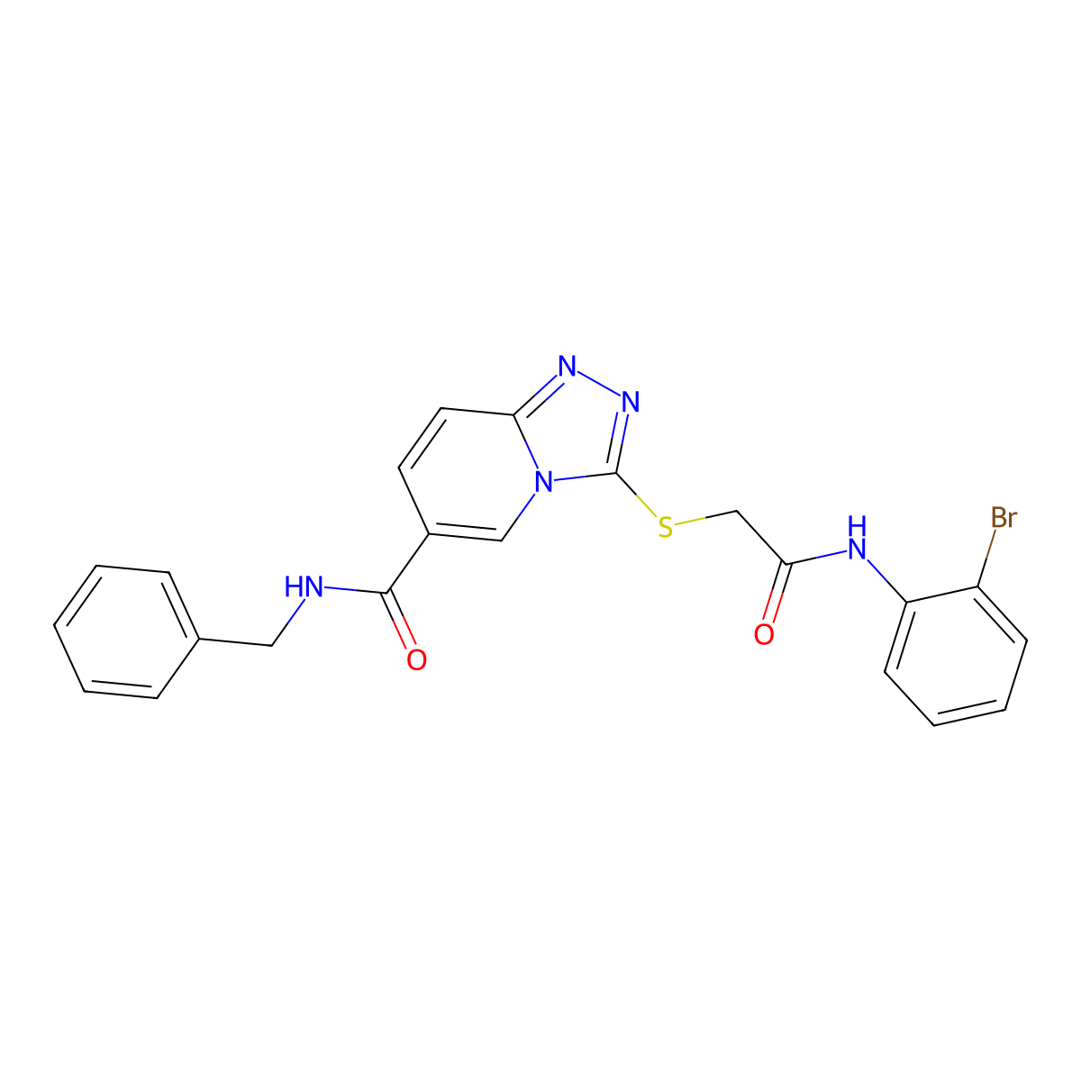 N-benzyl-3-((2-((2-bromophenyl)amino)-2-oxoethyl)thio)-[1,2,4]triazolo[4,3-a]pyridine-6-carboxamide molecular structure, CAS 1112398-85-2