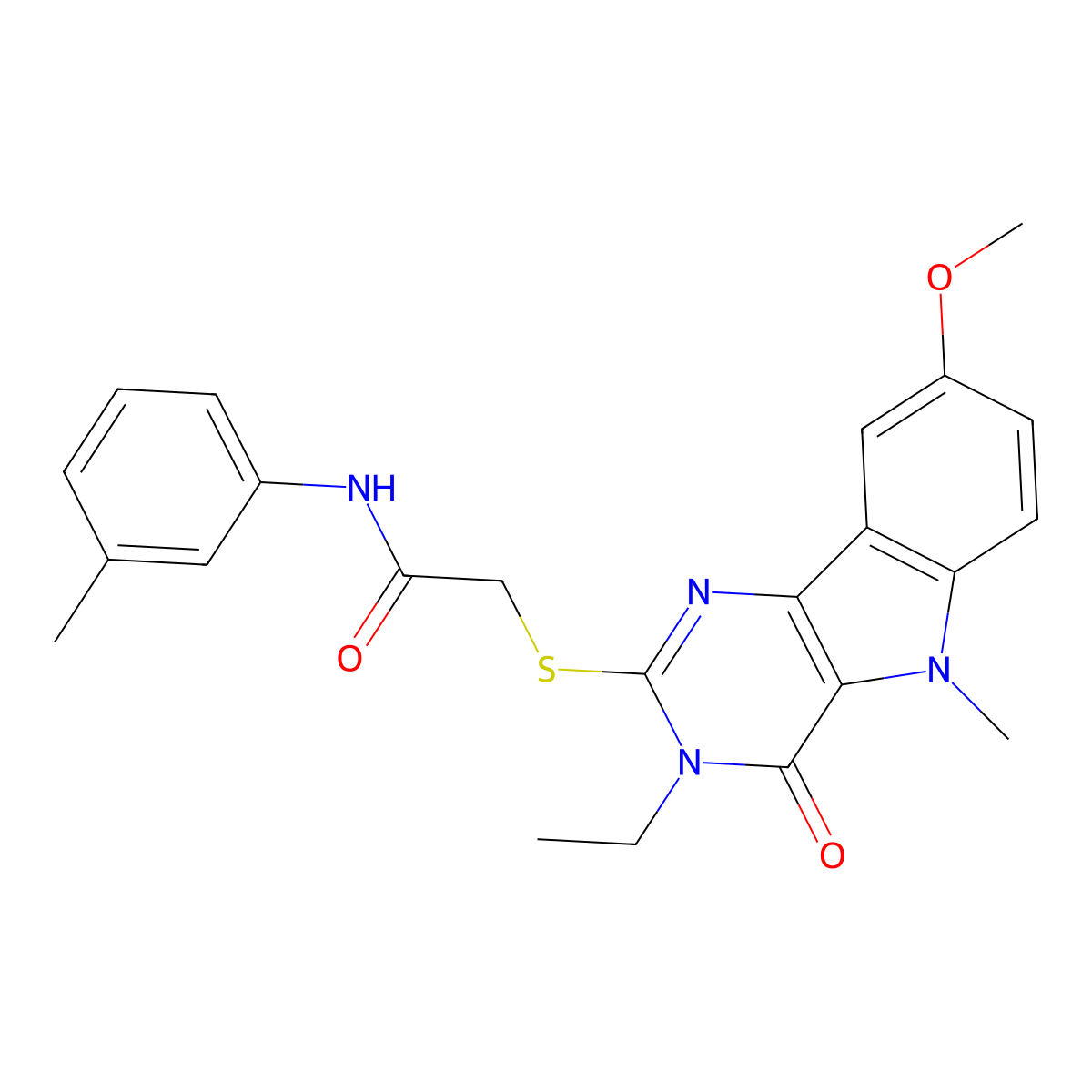 2-({3-ethyl-8-methoxy-5-methyl-4-oxo-3H,4H,5H-pyrimido[5,4-b]indol-2-yl}sulfanyl)-N-(3-methylphenyl)acetamide molecular structure, CAS 1112399-64-0