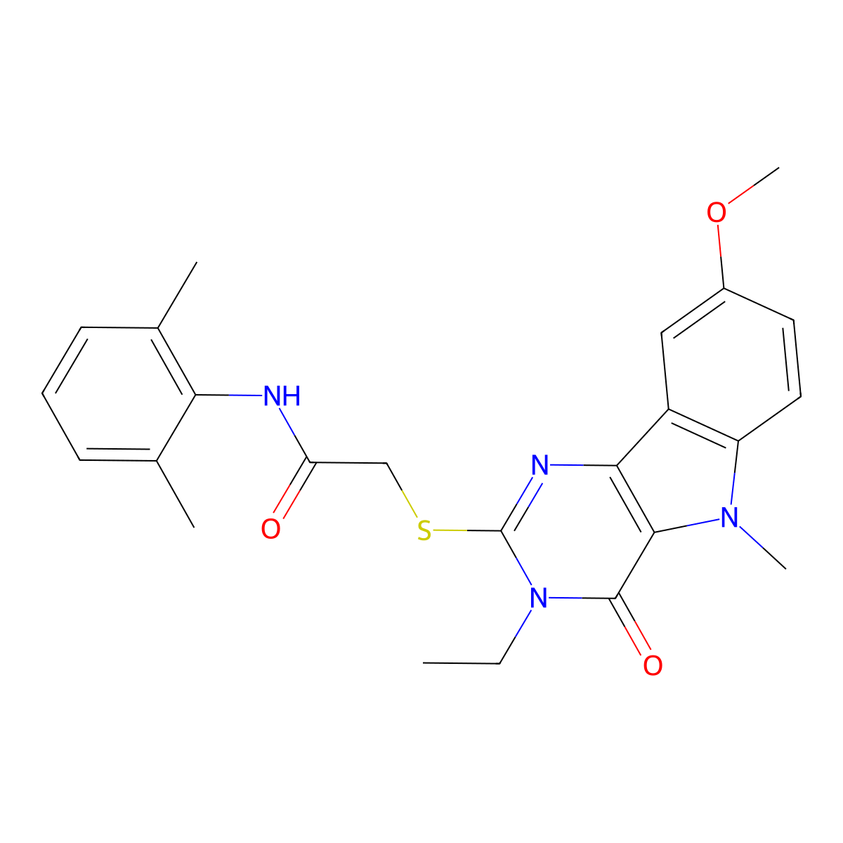 N-(2,6-dimethylphenyl)-2-({3-ethyl-8-methoxy-5-methyl-4-oxo-3H,4H,5H-pyrimido[5,4-b]indol-2-yl}sulfanyl)acetamide molecular structure, CAS 1112399-69-5