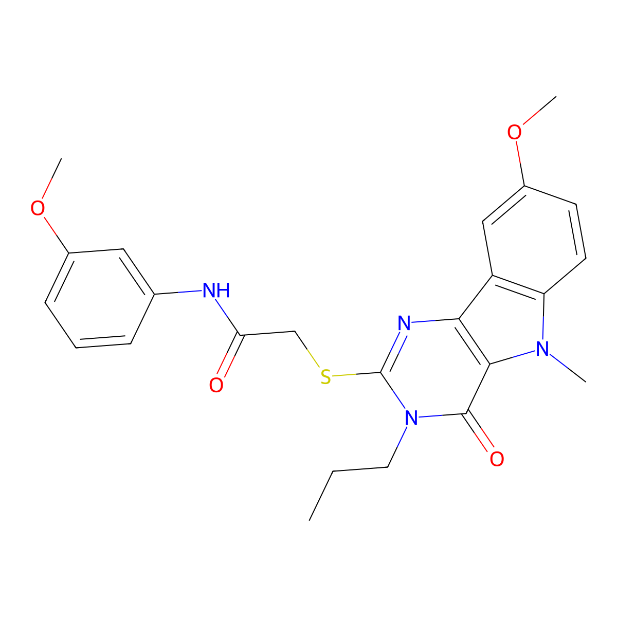 2-({8-methoxy-5-methyl-4-oxo-3-propyl-3H,4H,5H-pyrimido[5,4-b]indol-2-yl}sulfanyl)-N-(3-methoxyphenyl)acetamide molecular structure, CAS 1112399-80-0