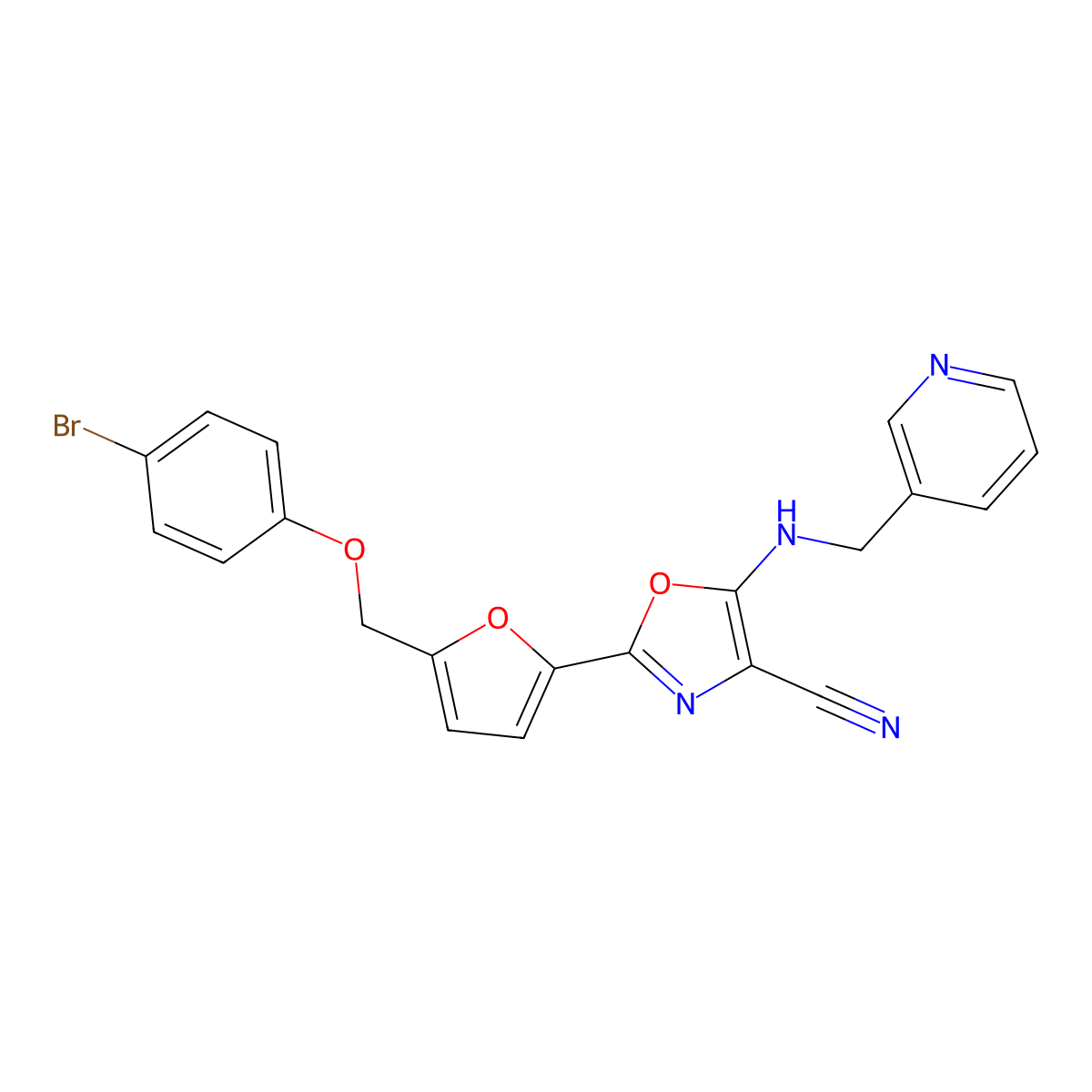 2-{5-[(4-Bromophenoxy)methyl]furan-2-yl}-5-[(pyridin-3-ylmethyl)amino]-1,3-oxazole-4-carbonitrile molecular structure, CAS 1112400-30-2