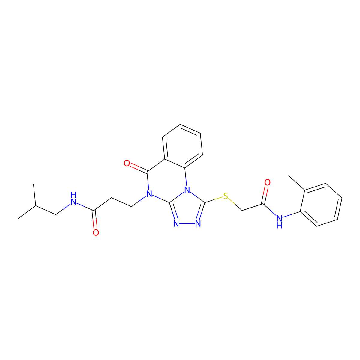 3-[1-({[(2-methylphenyl)carbamoyl]methyl}sulfanyl)-5-oxo-4H,5H-[1,2,4]triazolo[4,3-a]quinazolin-4-yl]-N-(2-methylpropyl)propanamide molecular structure, CAS 1112406-83-3