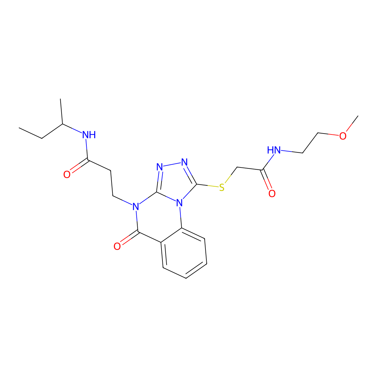 N-(butan-2-yl)-3-[1-({[(2-methoxyethyl)carbamoyl]methyl}sulfanyl)-5-oxo-4H,5H-[1,2,4]triazolo[4,3-a]quinazolin-4-yl]propanamide molecular structure, CAS 1112407-18-7