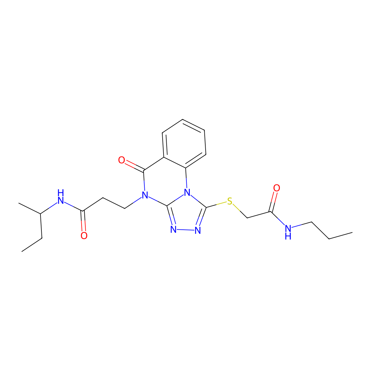 N-(butan-2-yl)-3-(5-oxo-1-{[(propylcarbamoyl)methyl]sulfanyl}-4H,5H-[1,2,4]triazolo[4,3-a]quinazolin-4-yl)propanamide molecular structure, CAS 1112407-21-2