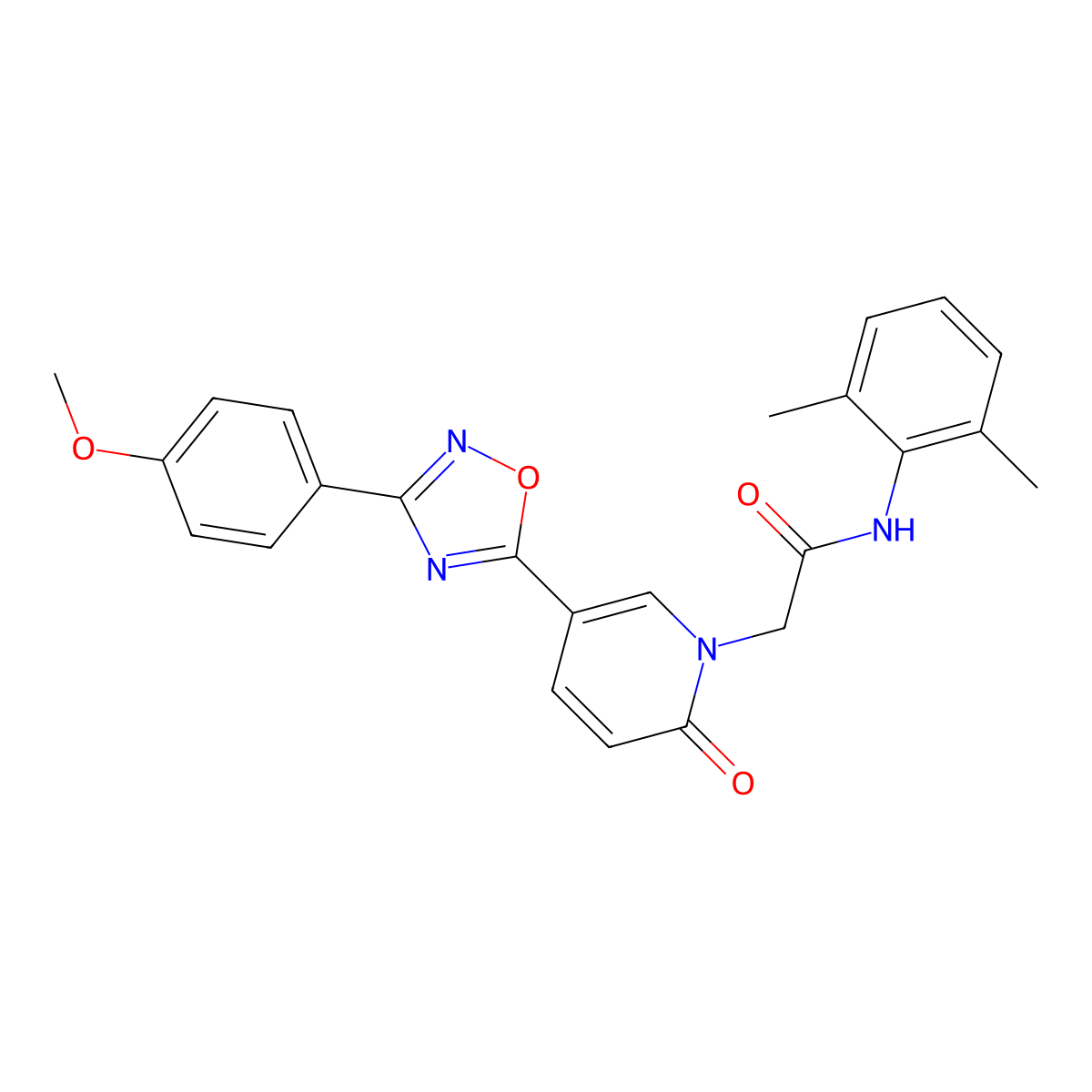 N-(2,6-dimethylphenyl)-2-{5-[3-(4-methoxyphenyl)-1,2,4-oxadiazol-5-yl]-2-oxo-1,2-dihydropyridin-1-yl}acetamide molecular structure, CAS 1112408-81-7