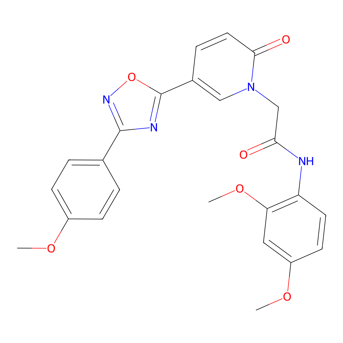 N-(2,4-dimethoxyphenyl)-2-{5-[3-(4-methoxyphenyl)-1,2,4-oxadiazol-5-yl]-2-oxo-1,2-dihydropyridin-1-yl}acetamide molecular structure, CAS 1112408-83-9